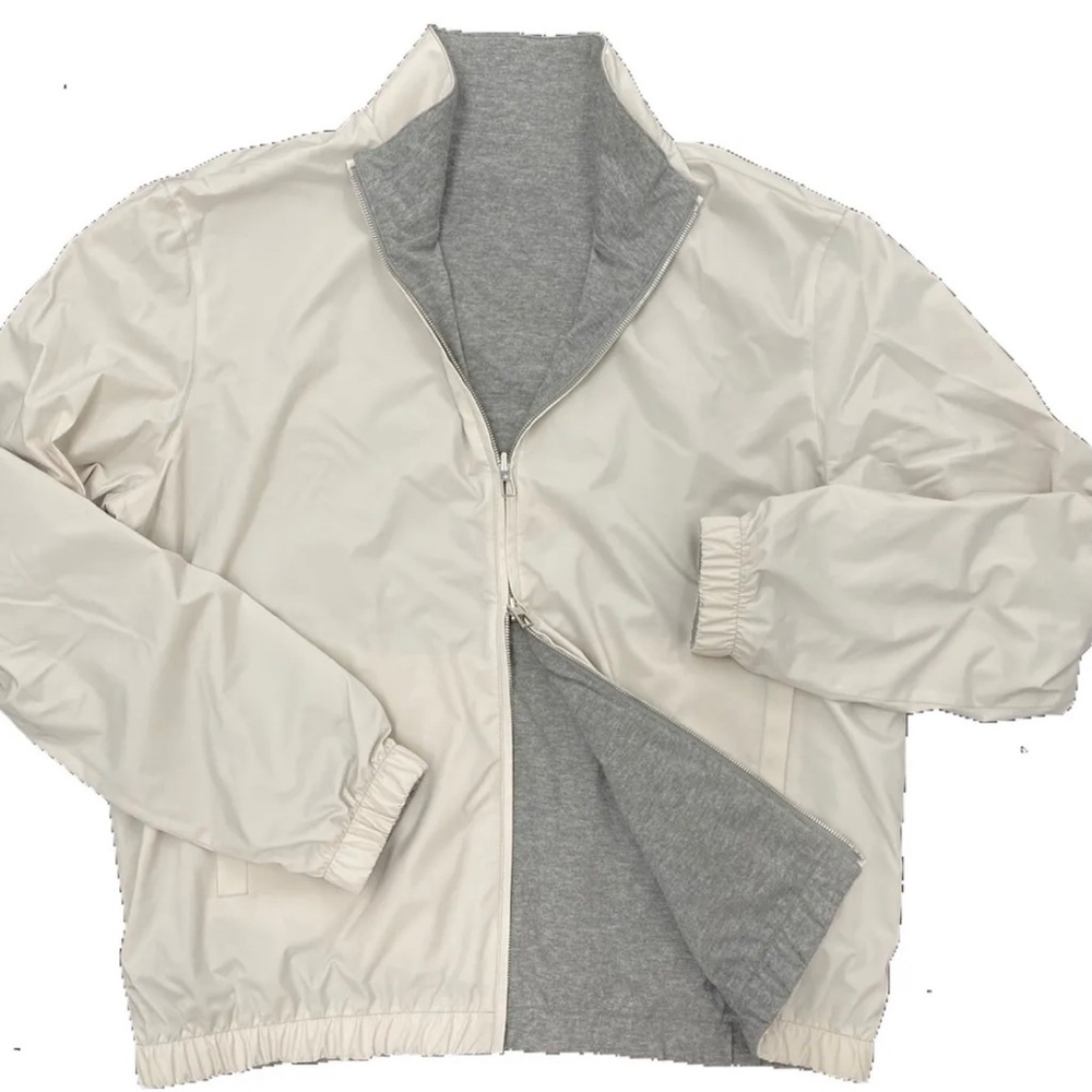 Loro Piana Beige Reversible Cashmere Bomber Windmate Size M Made in Italy